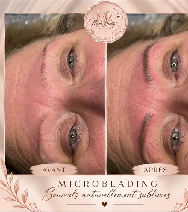 Avant et après microblading des sourcils